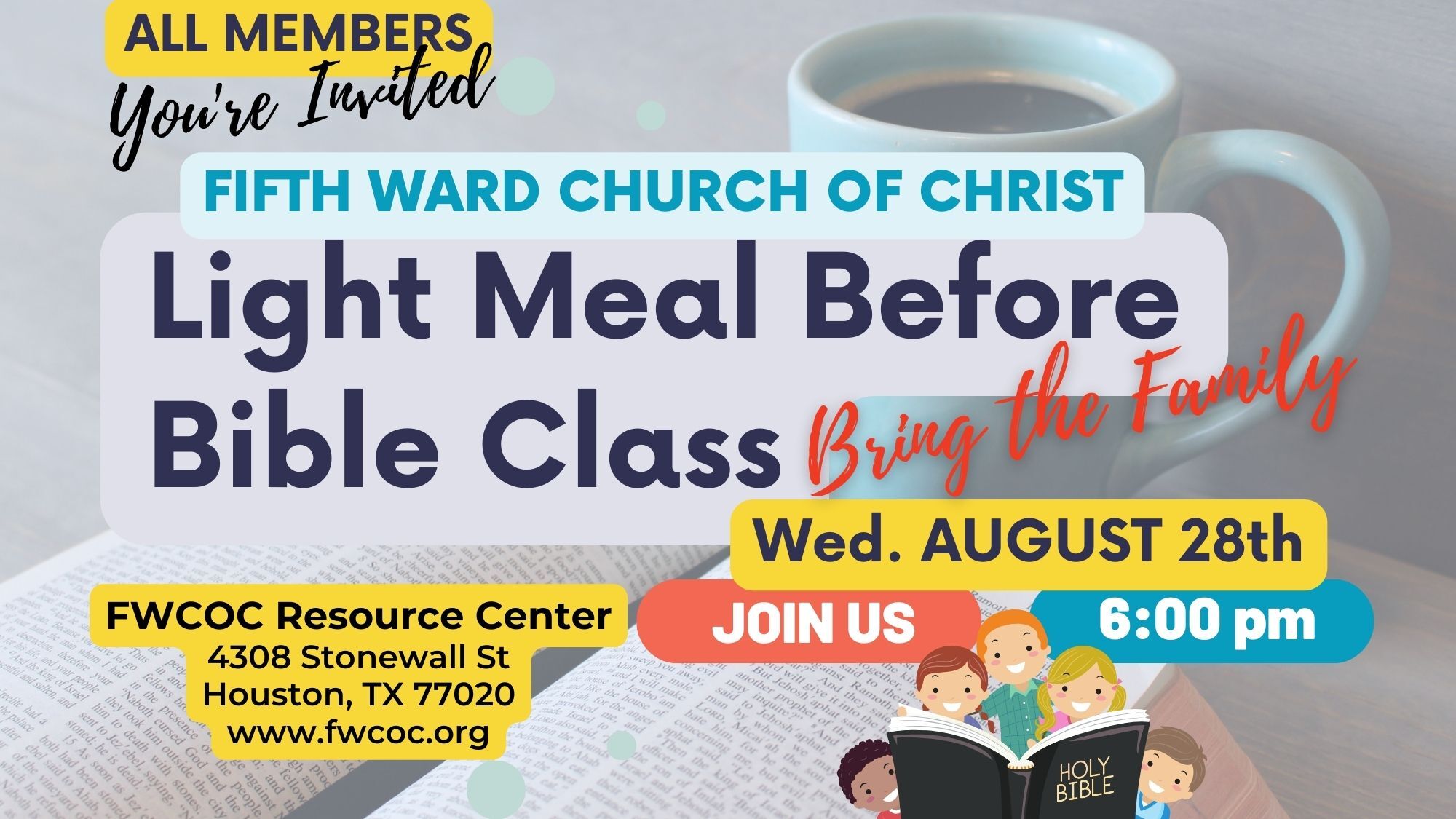 Light Meal Before Bible Class for August