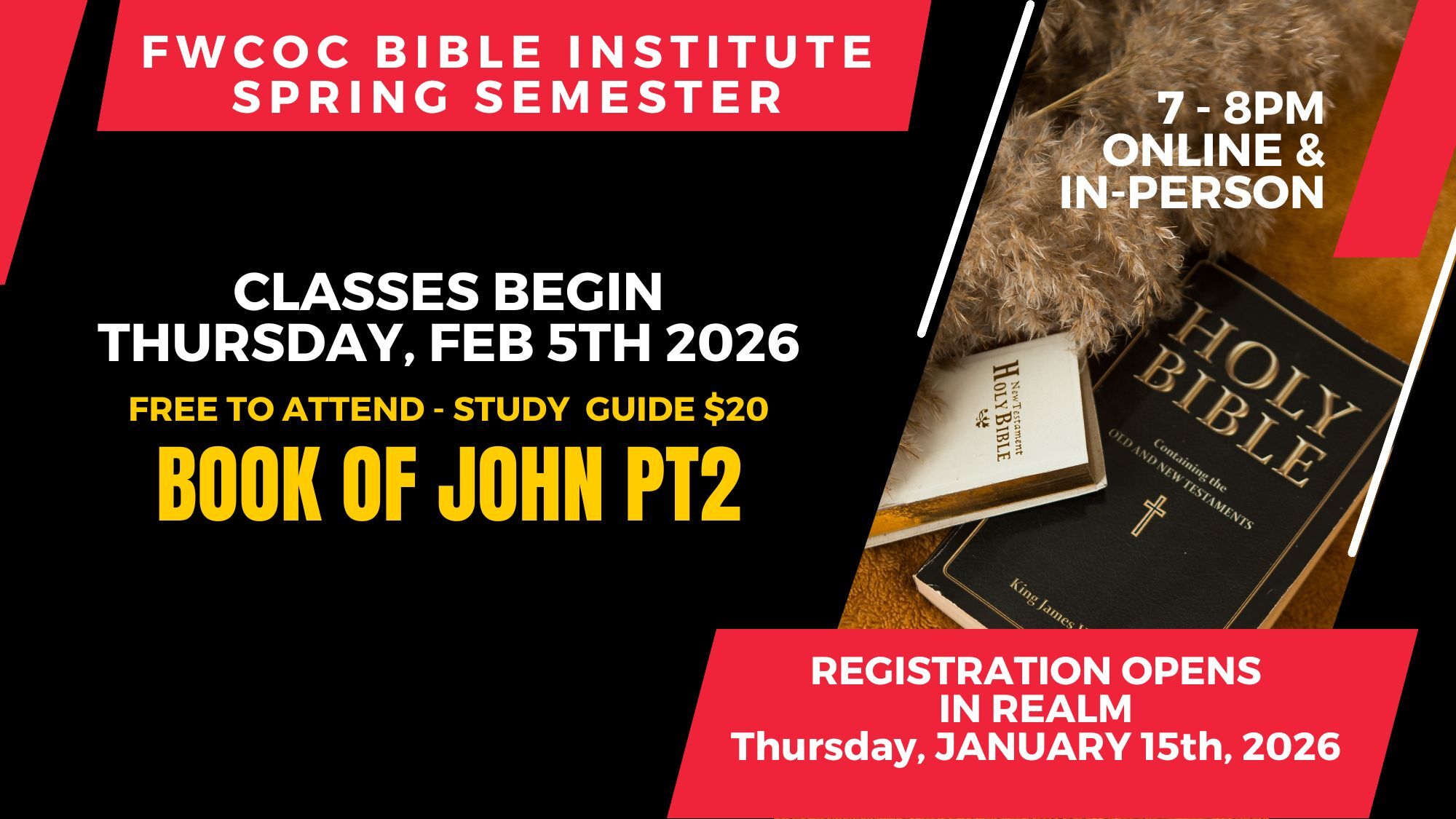 FWCOC BIBLE INSTITUTE - 2026 Spring Semester